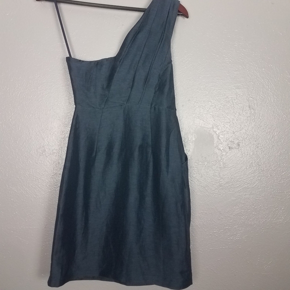 CAnthropologie Va Et Vien Blue One Shoulder Silk Dress Size 0 - Picture 2 of 8